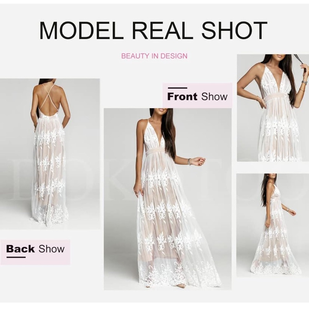 Pink and White Sleeveless Sweetheart Maxi Gown